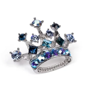Discount Blue And Silver Crown Brooch Brooches
