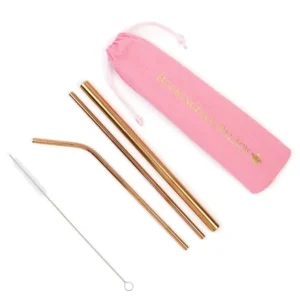 Outlet Buckingham Palace Reusable Metal Straws In Pink Bag Picnics