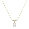 Fashion Gold Crescent Pearl Drop Necklace Necklaces