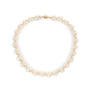 Best Gold Hematite And White Pearl Collar Necklaces