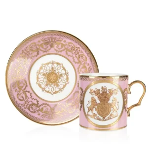 Outlet Special Edition Lustre Pink And Green Coffee Cup And Saucer Cups & Saucers