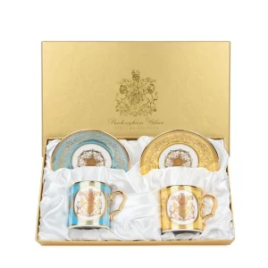 Cheap Special Edition Lustre Turquoise And Yellow Coffee Cup And Saucer Cups & Saucers
