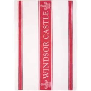Clearance Windsor Castle Red Waffle Tea Towel Breakfast Table